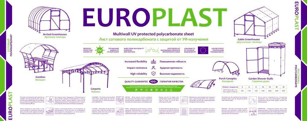 Поликарбонат сотовый для теплиц 4 мм прозрачный Европласт - фото 1 - id-p200996250