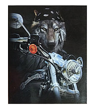Тетрадь на кольцах А5, 80 листов в клетку, ПВХ обложка "Волк и мотоцикл", со сменным блоком