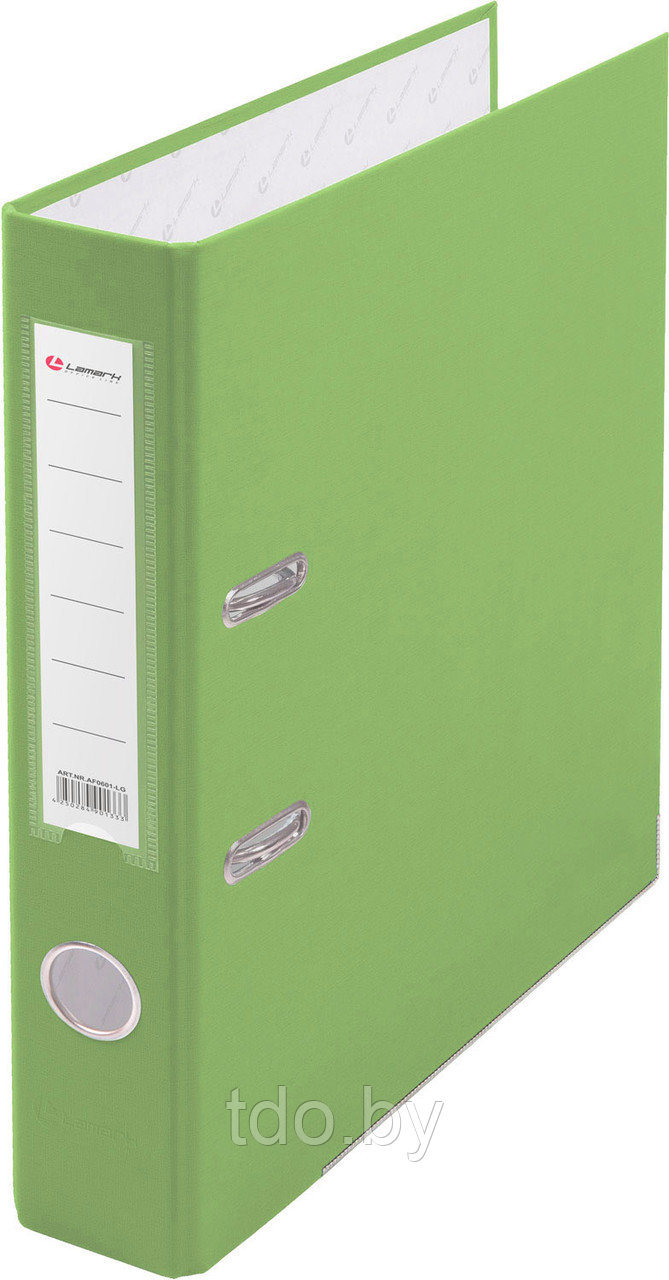 Папка-регистратор PP 50мм светло-зеленый, метал.окантовка/карман, собранная