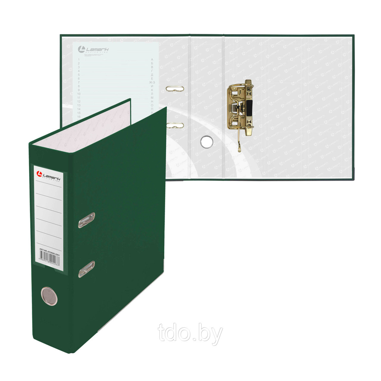 Папка-регистратор PP 80мм зеленый, метал.окантовка/карман, собранная - фото 2 - id-p200954153