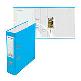 Папка-регистратор PP 80мм голубой, метал.окантовка/карман, собранная, фото 2