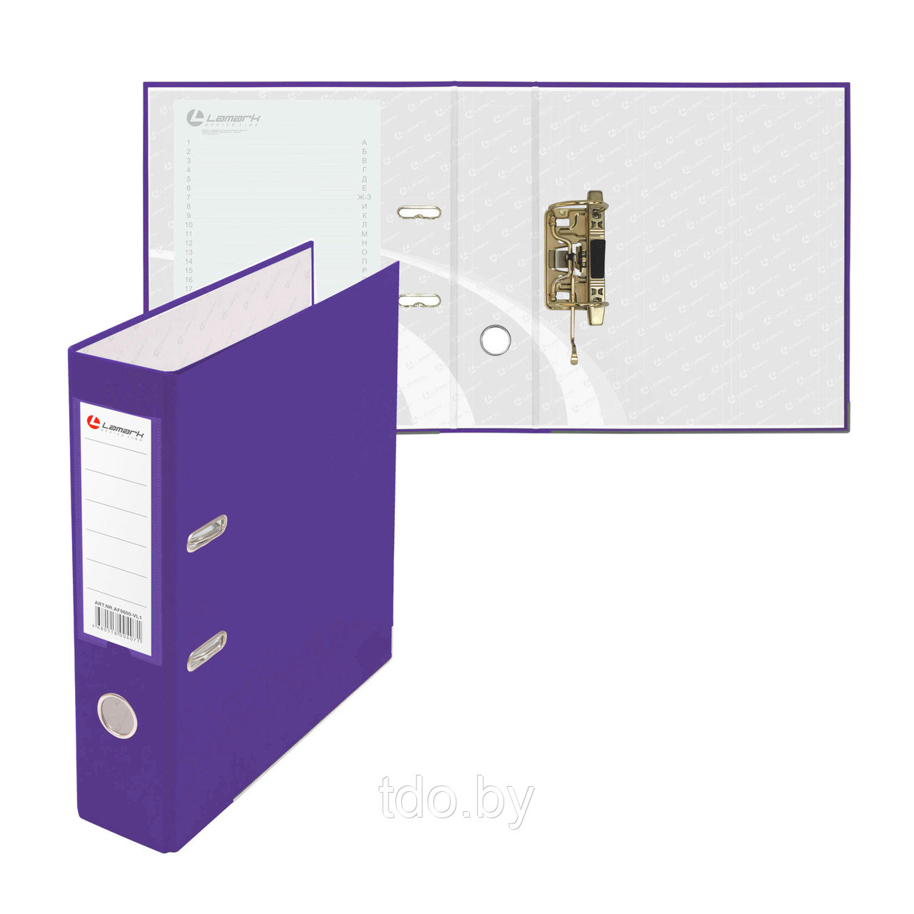 Папка-регистратор PP 80мм фиолетовый, метал.окантовка/карман, собранная - фото 2 - id-p200954158