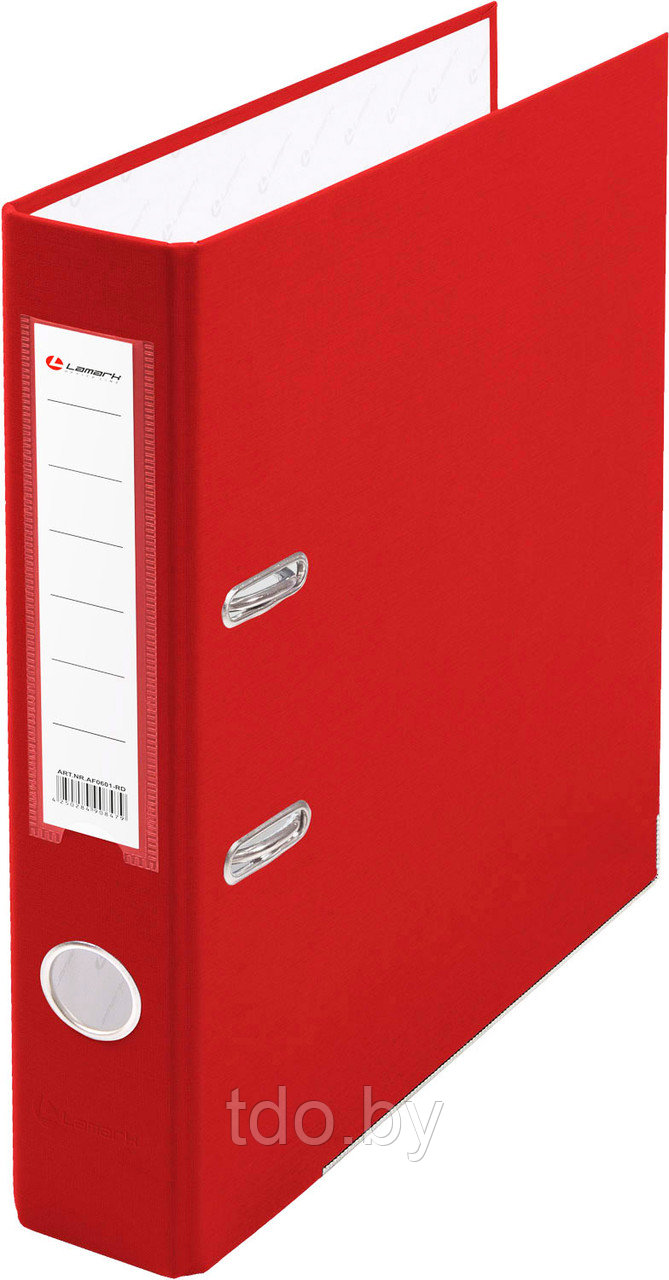 Папка-регистратор PP 50 мм красный, метал.окантовка/карман, собранная
