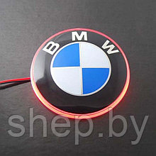 Значок с подсветкой 3D BMW RED 8,2см  KING 38583