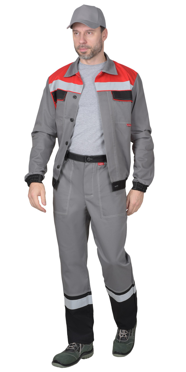 Костюм "СИРИУС 5120" куртка, брюки средне-серый с красным и СОП - фото 1 - id-p198359924