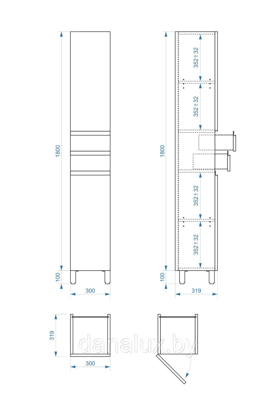 Пенал Vela Мира 30Н2 (двери и ящики, левый) - фото 3 - id-p184854597