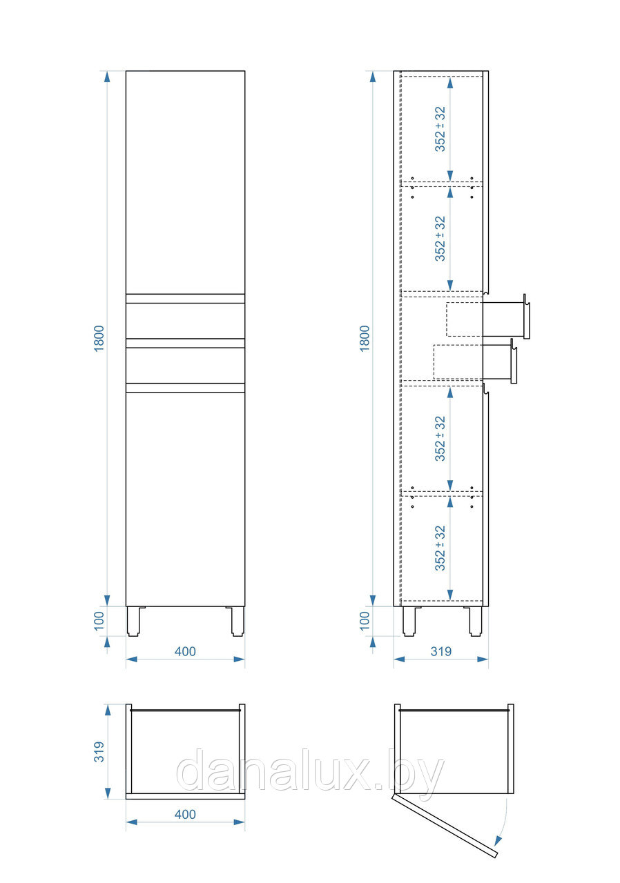 Пенал Vela Мира 40Н2 (двери и ящики, левый) - фото 3 - id-p184976294