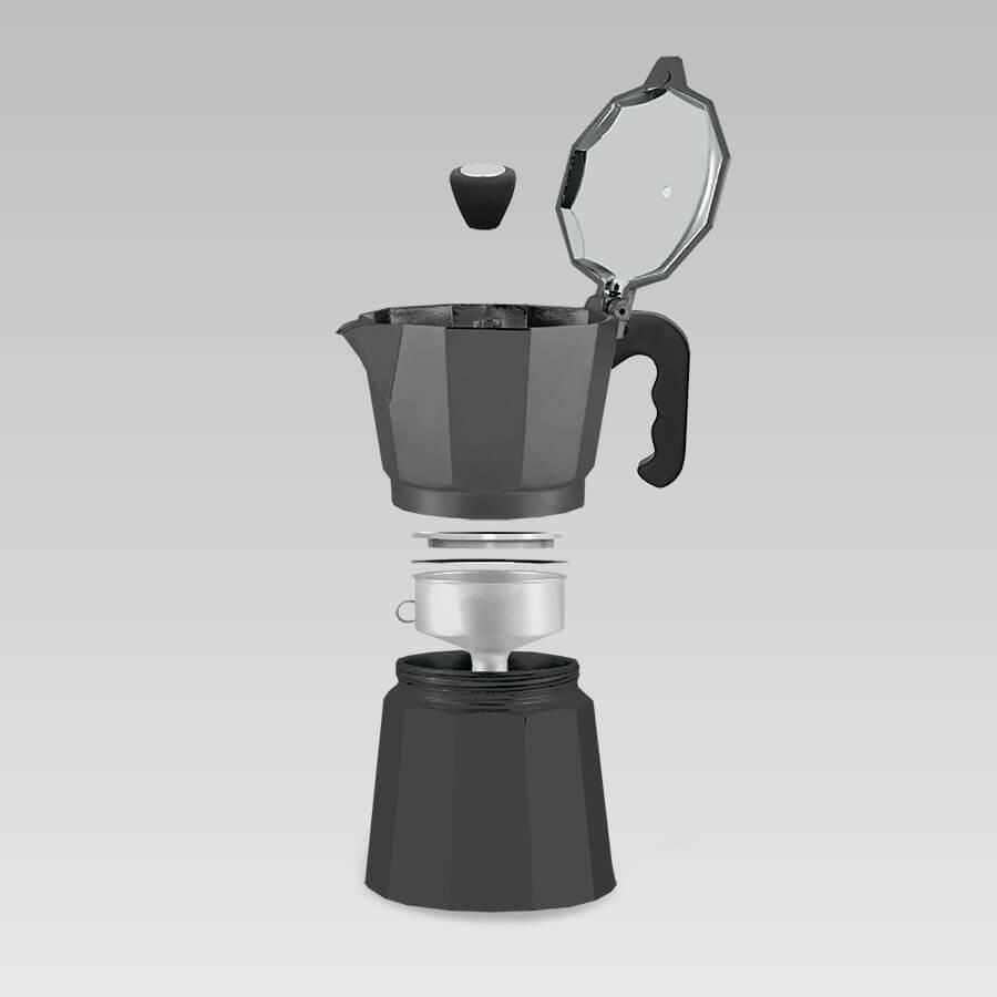 Гейзерная кофеварка MR1666 -9 BLACK  450мл