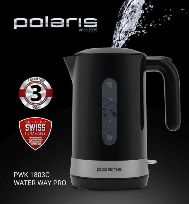 Чайник электрический POLARIS PWK 1803C, 2200Вт, черный - фото 2 - id-p200508343