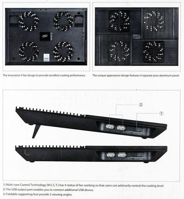 Подставка для ноутбука DeepCool Multi Core X8, 17", 381х268х29 мм, 2хUSB, вентиляторы 4 х 1290г [multi corex8] - фото 8 - id-p200514120