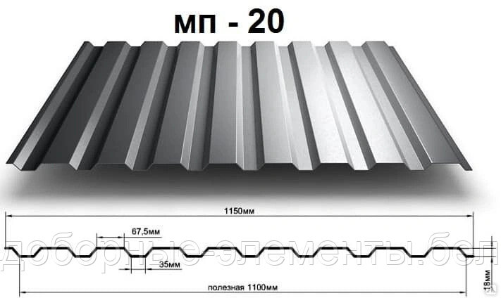 Профнастил МП20 для забора 1,6 м (темно-серый), фото 1