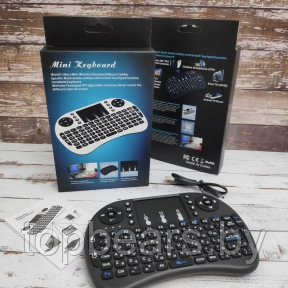 Беспроводная USB клавиатура джойстик с тачпадом для TV Mini Keyboard (клавиатура на рус и англ - фото 1 - id-p201203142