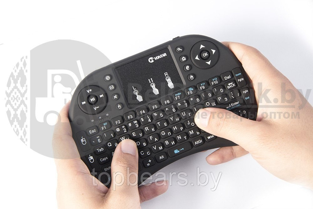 Беспроводная USB клавиатура джойстик с тачпадом для TV Mini Keyboard (клавиатура на рус и англ - фото 7 - id-p201203142