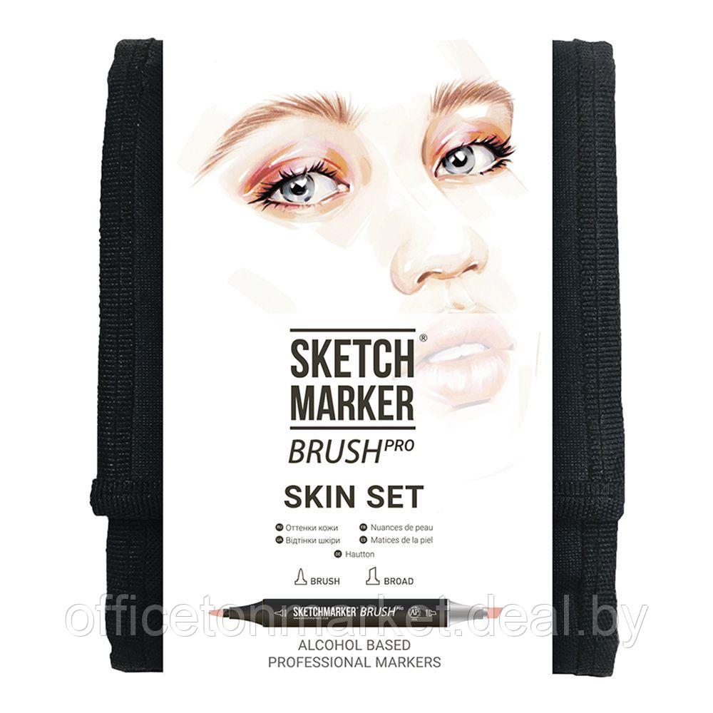 Набор маркеров перманентных двусторонних "Sketchmarker BRUSH Skin Set", 12 шт. - фото 1 - id-p201171393