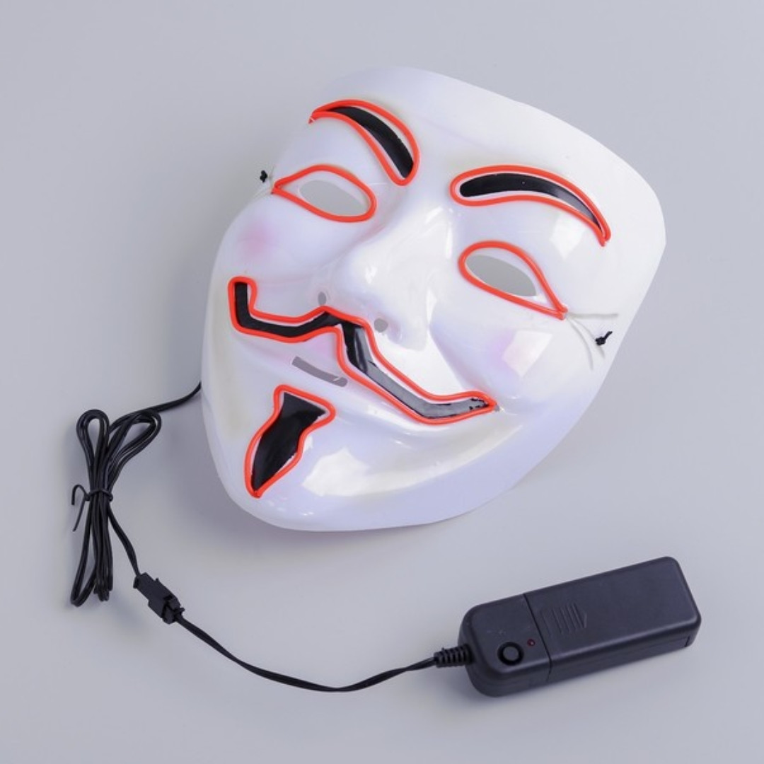 Карнавальная маска Гая Фокса Анонимуса светящаяся - фото 2 - id-p200798164