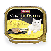 100гр Консервы Animonda Vom Feinsten для взрослых привередливых кошек с индейкой, говядиной и морковью, паштет
