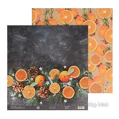 Бумага для скрапбукинга «Апельсинки», 30,5 х 32 см, 180 г/м²
