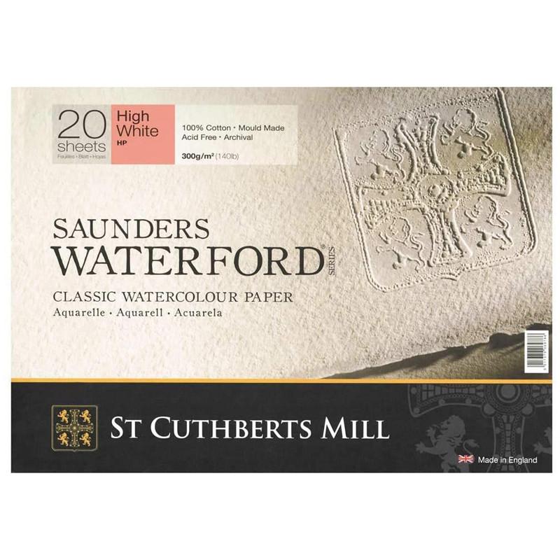 Блок для акварели Saunders Waterford HP+ Blocks High White 300 g/m² 310x230mm (20 листов) - фото 1 - id-p201229765