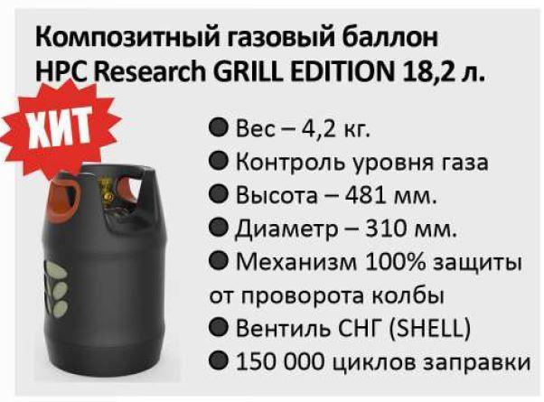 Баллон композитный HPC Research GRILL EDITION 18,2 л., черный