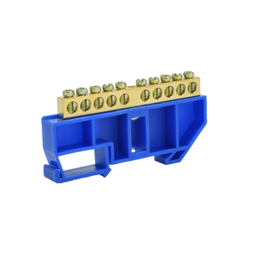 Шина нулевая изолированная ШНИ 6х9 мм 10 отверстий с DIN-изолятором синяя ETP - фото 1 - id-p201243840