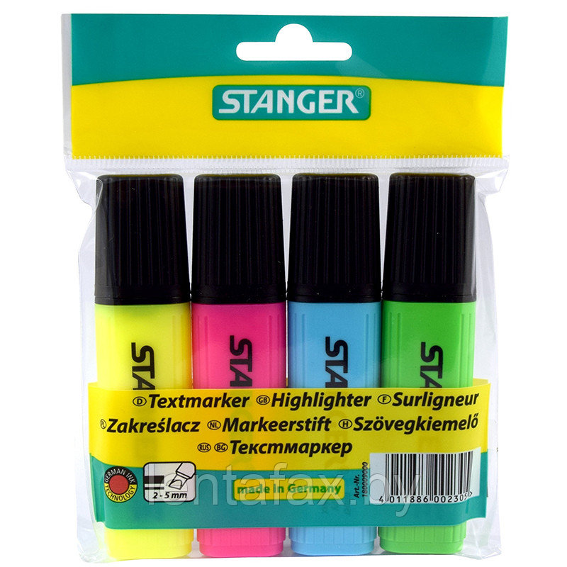 Набор маркеров-текстовыделителей Stanger, 4 цвета - фото 1 - id-p201258158
