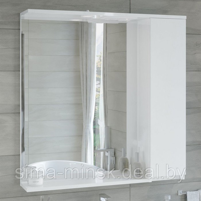 Шкаф-зеркало подвесной SanStar "Квадро 60" белый - фото 4 - id-p201265795