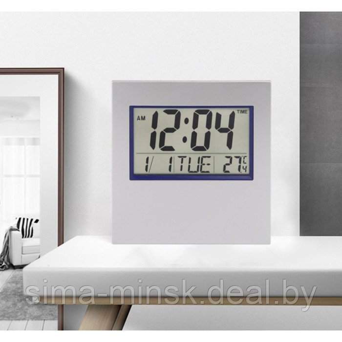 Часы электронные настенные, настольные, с будильником, 17.5 х 2 х 19 см - фото 2 - id-p201261497