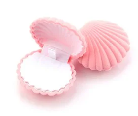 Бархатная коробочка в форме ракушки (разные цвета) (6,5 на 5,5 см) Розовый - фото 1 - id-p201268914