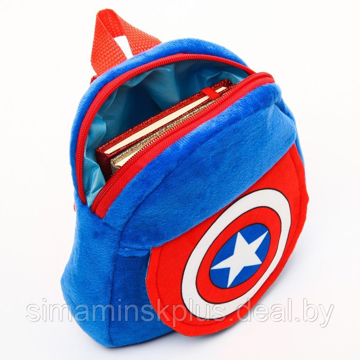 Рюкзак плюшевый "Капитан Америка" на молнии, с карманом, 19х22 см, Мстители - фото 3 - id-p201264166