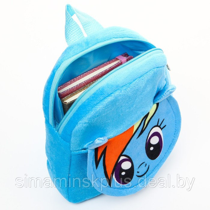 Рюкзак плюшевый "Радуга Дэш" на молнии, с карманом, 19х22 см, My little Pony - фото 3 - id-p201264172
