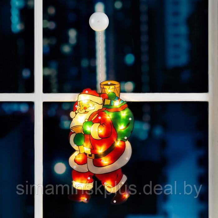 Светодиодная фигура на присоске «Дед Мороз» 22 × 44 см, пластик, батарейки АААх3 (не в комплекте), свечение