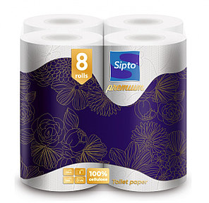 Бумага туалетная Sipto Premium белая 1*8рул. 3-х слойная