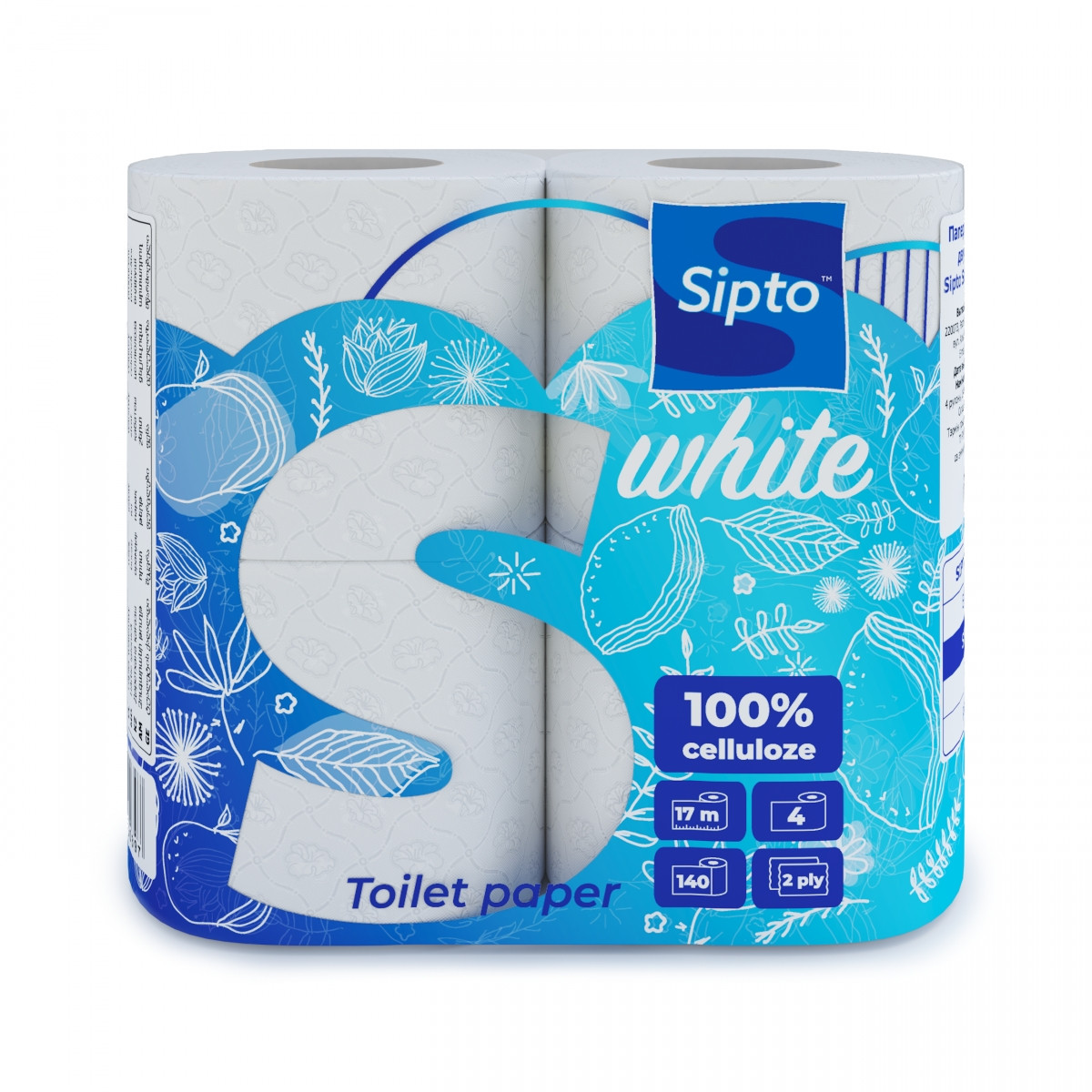 Бумага туалетная Sipto Standart White 1*4рул. 2-х слойная