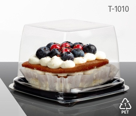 Упаковка для мини-тортов и пирожных (103х103х78 мм), пластик - фото 1 - id-p201273082