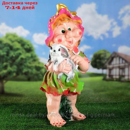 Садовая фигура "Девочка с зайцем" 30х35х77см МИКС