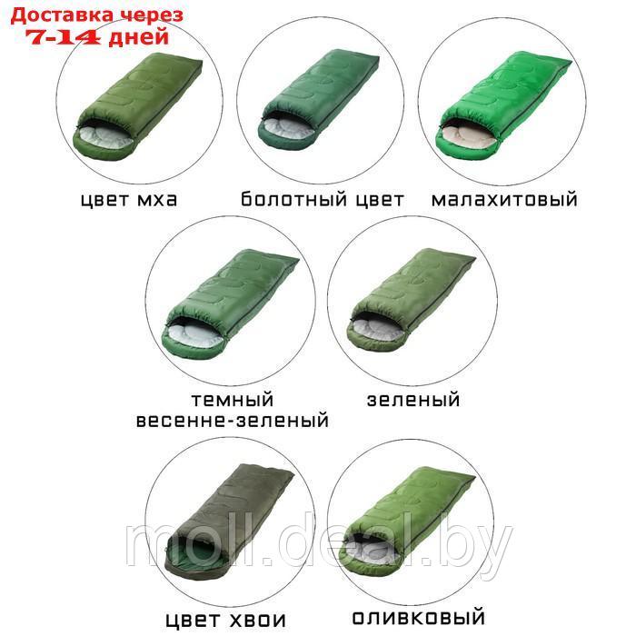 Спальный мешок туристический, 220 х 75 см, до -20 градусов, 600 г/м2, зеленый - фото 6 - id-p201242790