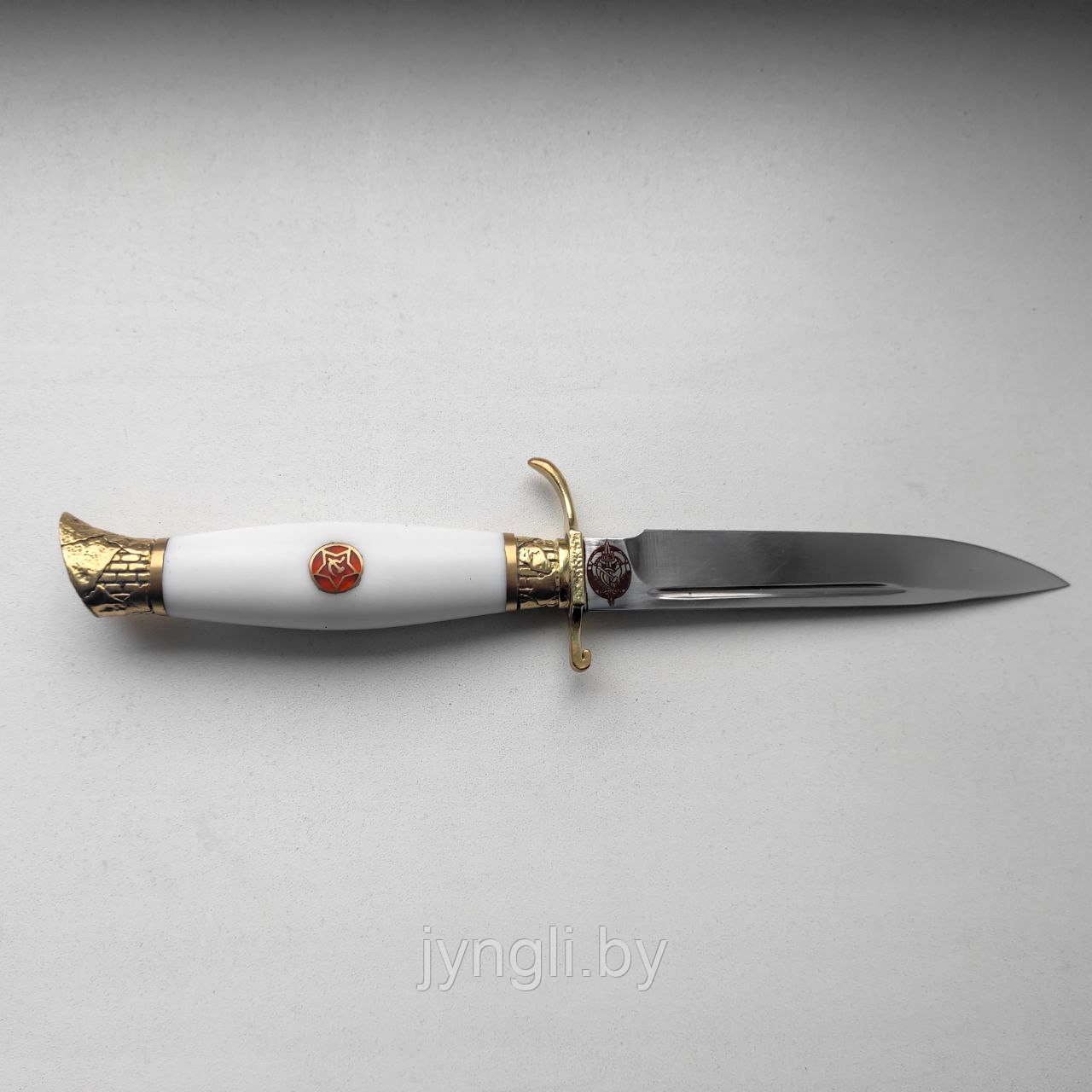 Нож Финка НКВД Х12МФ кованая (белая рукоять) - фото 1 - id-p201273464