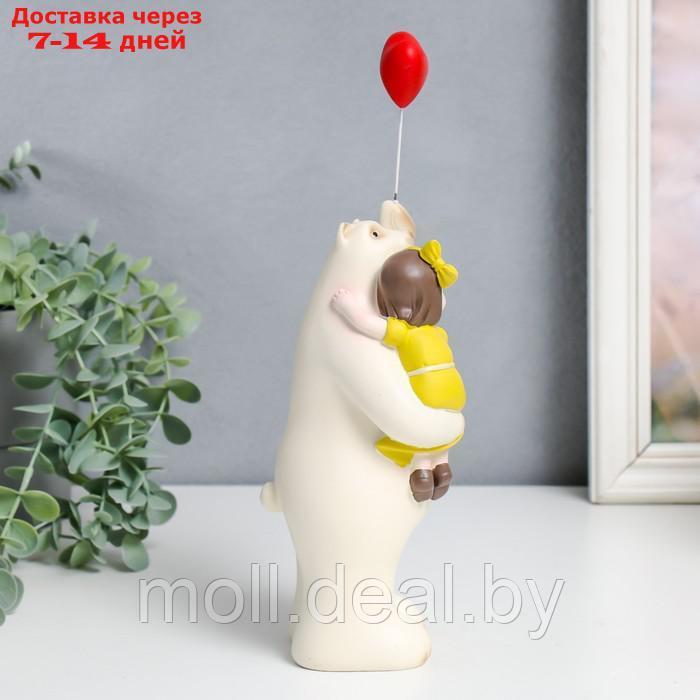 Сувенир полистоун "Медведь с малышкой на руках, с шариком-сердцем в лапе" 11х6,5х27 см - фото 2 - id-p201245740