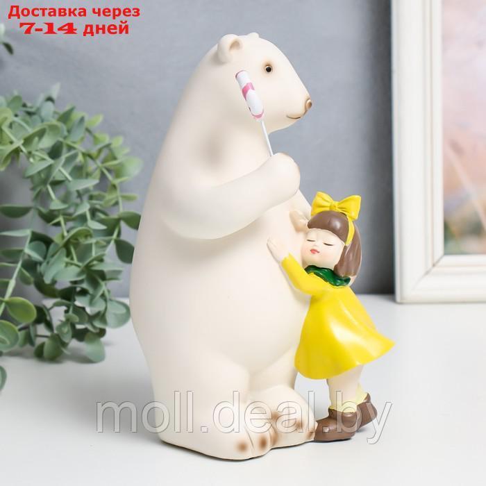 Сувенир полистоун "Медведь обнимает малышку, с леденцом в лапе" 10,5х11х21 см - фото 2 - id-p201245755