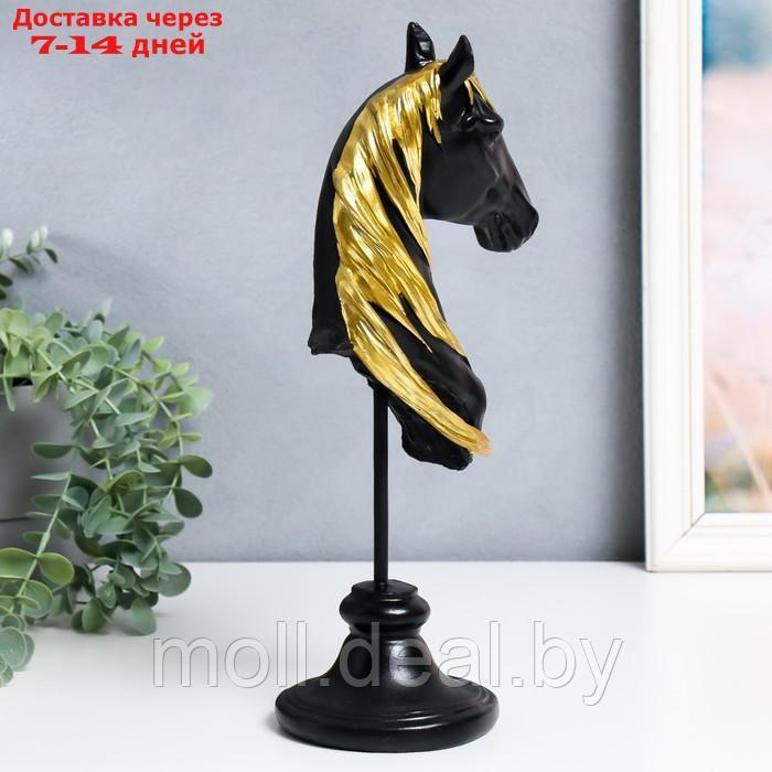 Сувенир полистоун бюст "Голова коня" чёрный с золотом 10х11х31,5 см - фото 2 - id-p201245786