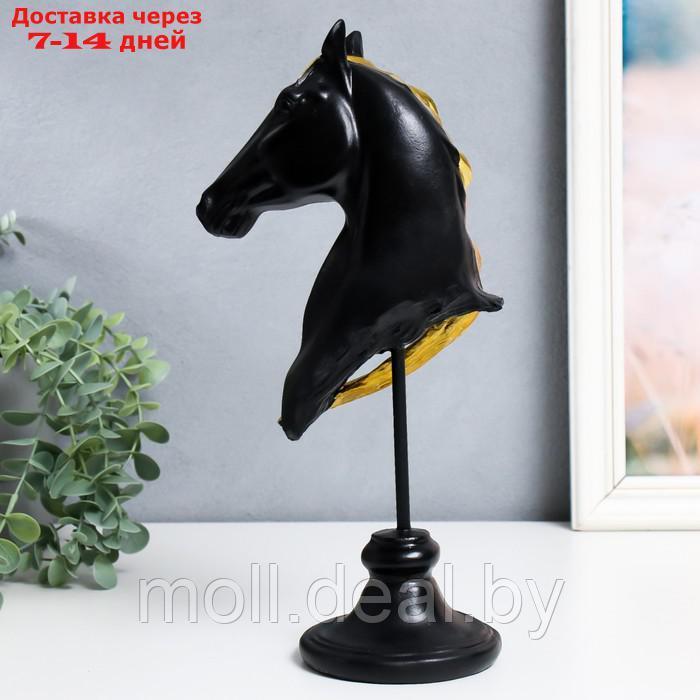 Сувенир полистоун бюст "Голова коня" чёрный с золотом 10х11х31,5 см - фото 3 - id-p201245786
