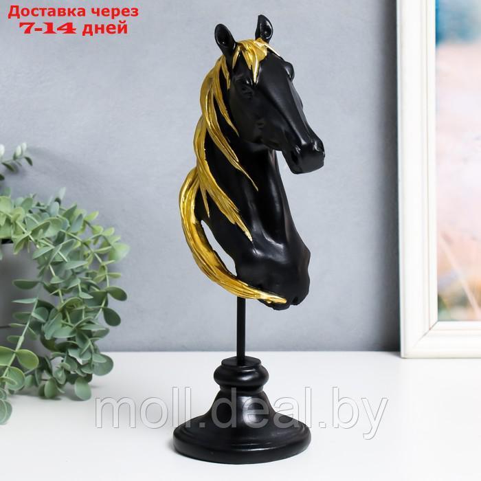 Сувенир полистоун бюст "Голова коня" чёрный с золотом 10х11х31,5 см - фото 4 - id-p201245786