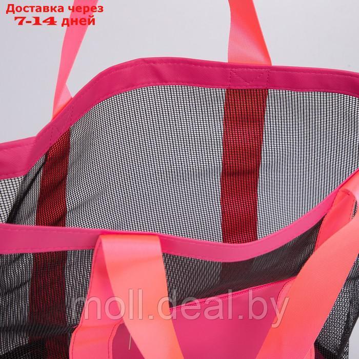 Сумка-шоппер пляжная , 33*32*11 см, с сеткой, цвет розовый - фото 6 - id-p201245817