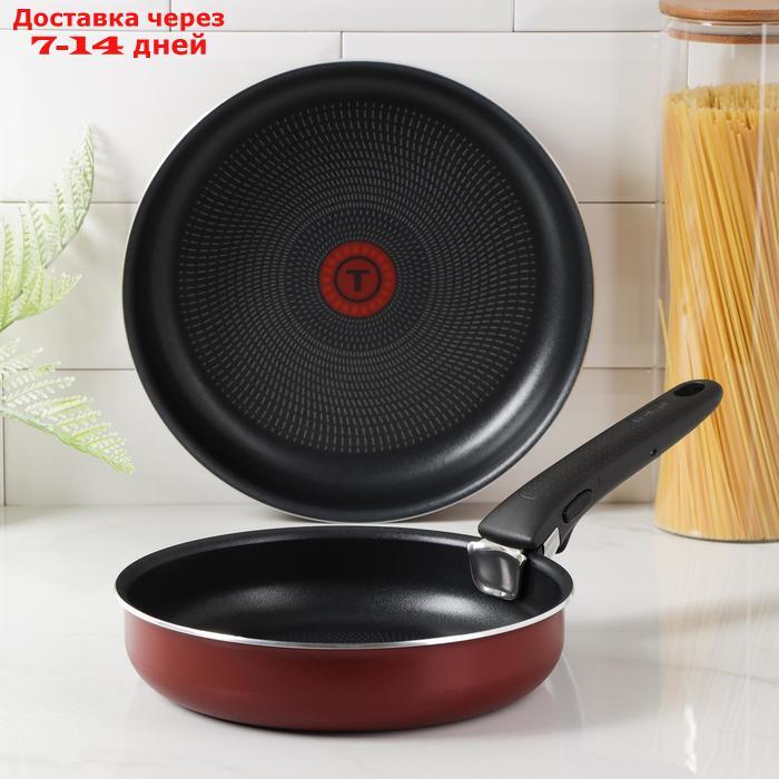Набор посуды Ingenio Red, 3 предмета: сковороды 22 см, 26 см, съёмная ручка, цвет бордовый - фото 1 - id-p201243013