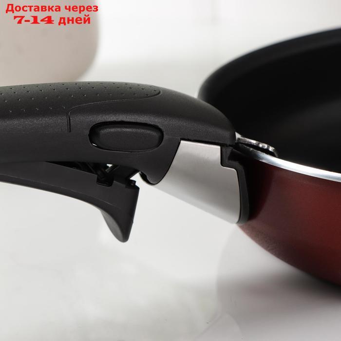 Набор посуды Ingenio Red, 3 предмета: сковороды 22 см, 26 см, съёмная ручка, цвет бордовый - фото 6 - id-p201243013
