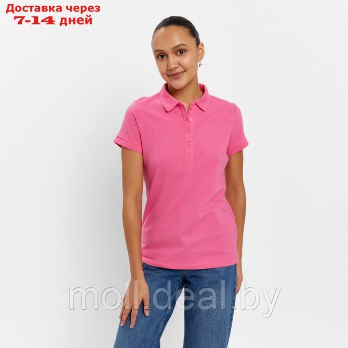 Футболка поло женская MINAKU: Basic line цвет розовый, размер 52 - фото 7 - id-p201246038