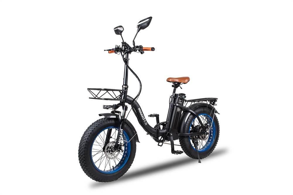 Электровелосипед MINAKO F11 Чёрный с синими колёсами - фото 1 - id-p201279433