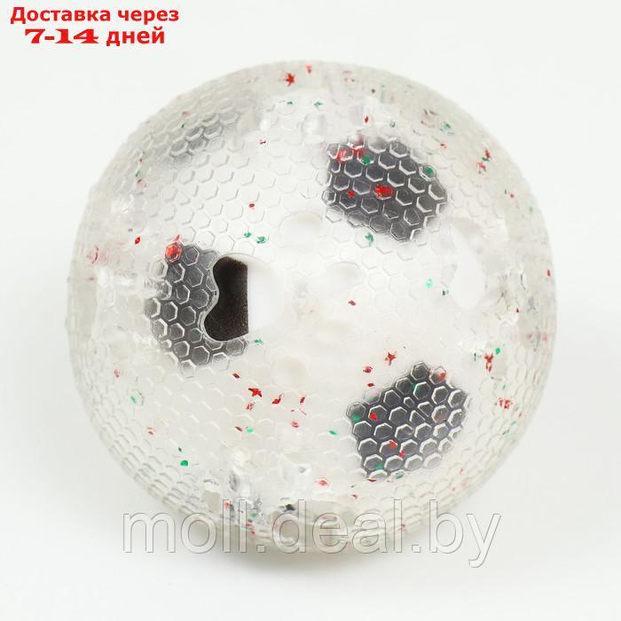 Игрушка для собак "Мяч футбол-лапки 2 в 1", TPR+винил, 7,5 см, прозрачная/белая с чёрным - фото 2 - id-p201246408