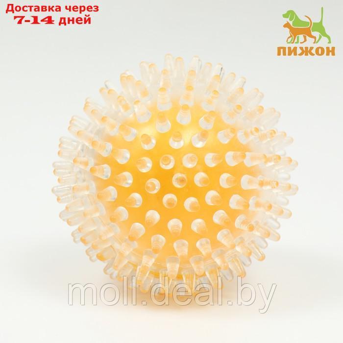 Игрушка для собак "Мяч теннис 2 в 1", TPR+винил, 9,5 см, прозрачная/жёлтая
