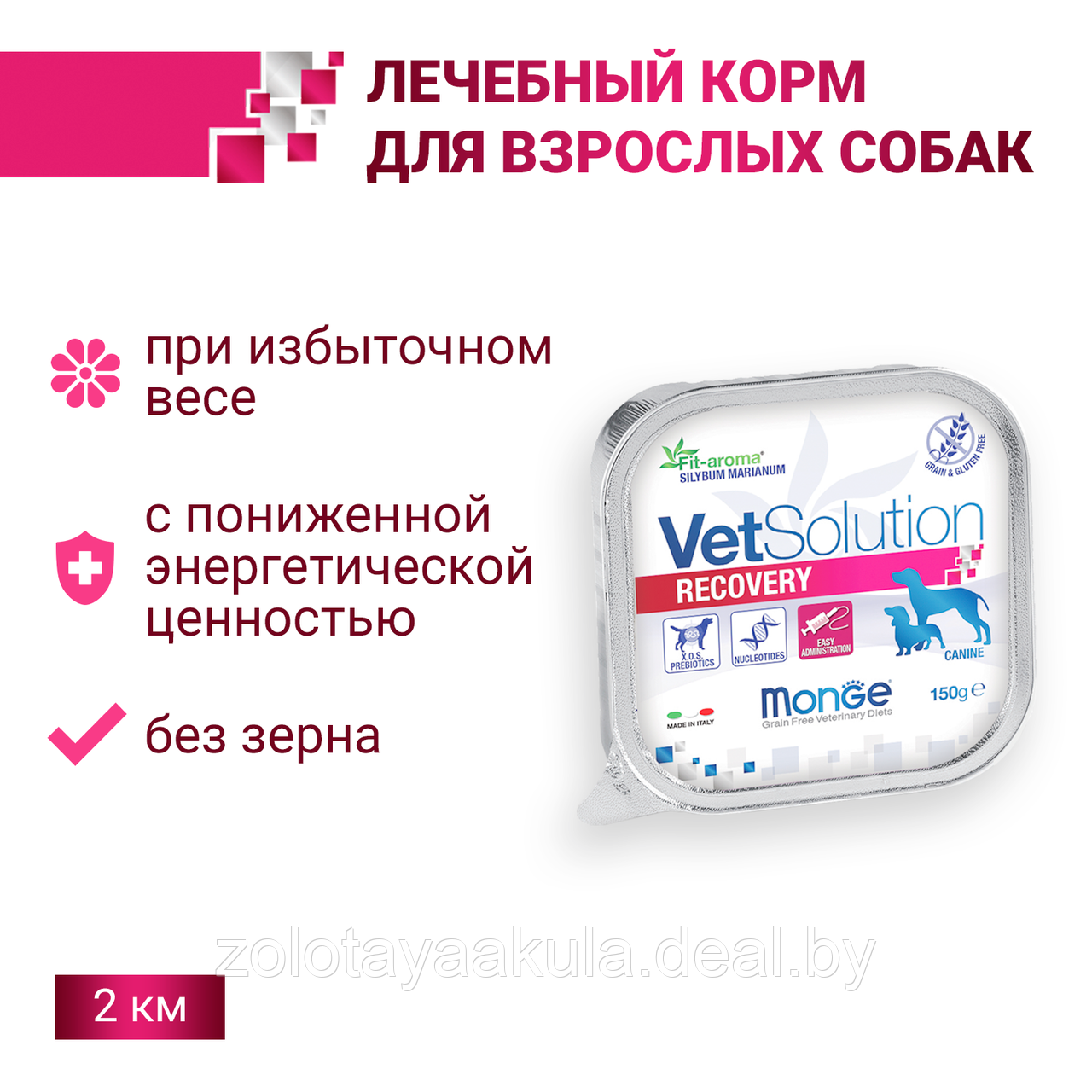 150гр Monge VetSolution Dog RECOVERY Вет. диета для собак после операций и травм - фото 1 - id-p199347722